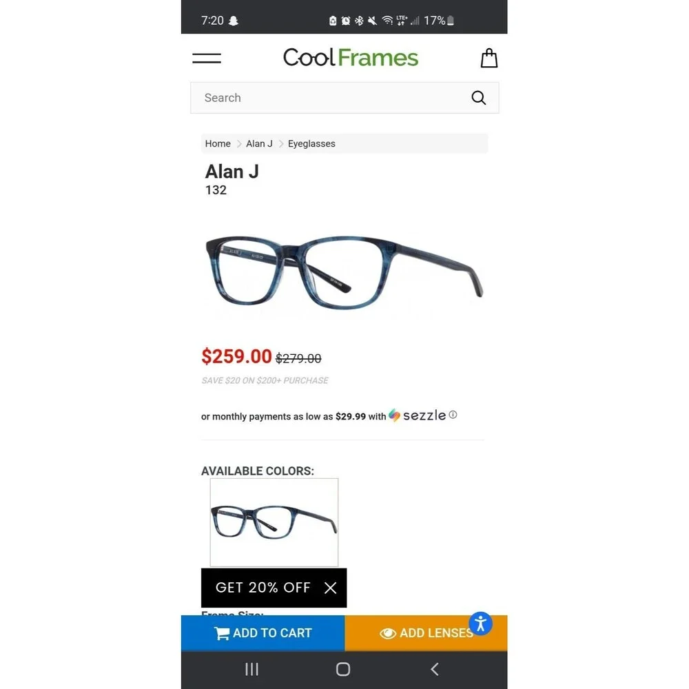 Alan J Women’s Glasses Style 132 AJ-134 C2 Grey Designer Eyewear Optical Frames
